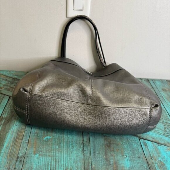 Coach Lexy Pebble Leather Shoulder Hobo Bag Gunmetal - Picture 5 of 15